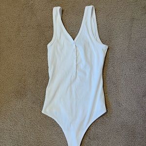 Abercrombie white ribbed Henley bodysuit size M